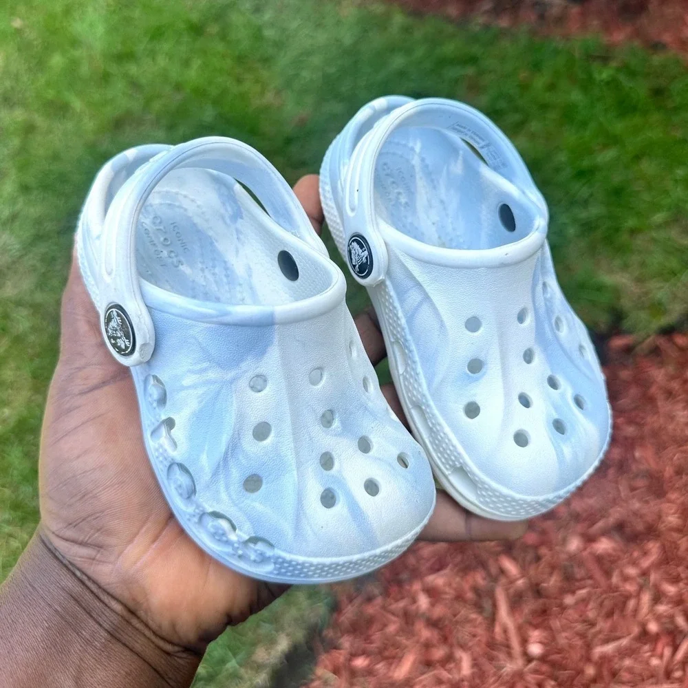 Crocs Kids Baya Marbled Clogs Toddler Size 7 Blue Sandals